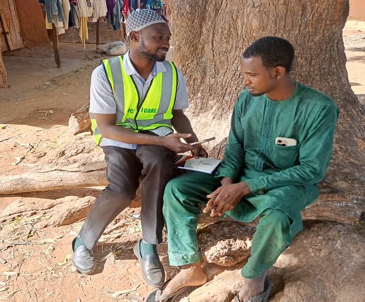 Caregiver surveyed by a data collector